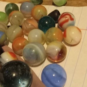Vintage marbles with hello kitty bag